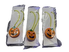 3x Halloween Pumpkin Necklaces Spooky Jack-o'-Lantern Jewelry Trick or Treat