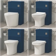 Evora Fluted WC Unit BTW Rimless Toilet Pan Soft Close Seat Cistern Satin Blue