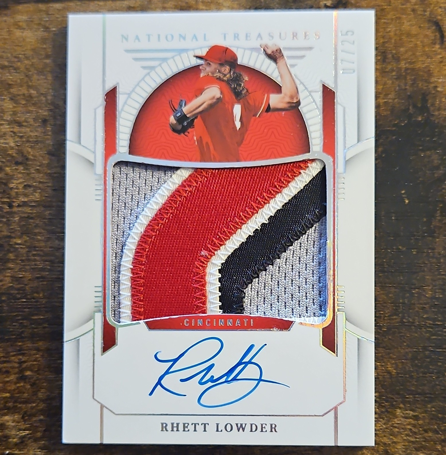 Panini 2024 National Treasures Rhett Lowder #PMS-RL Reds Holo /25 Auto Patch