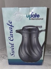 UPDATE INTERNATIONAL SWIRL BLACK THERMAL COFFEE SERVER CARAFE 42 oz PUSH BUTTON