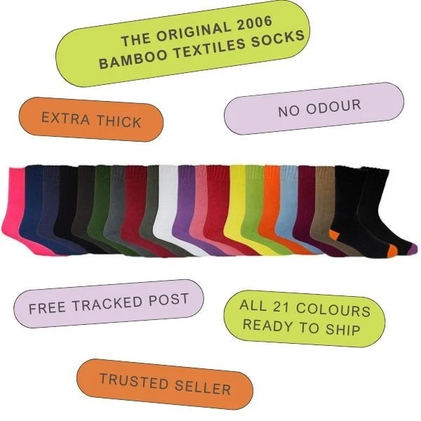 Bamboo Work Socks Extra Thick 92% Bamboo Textiles Premium Sock FREE Tracked Post