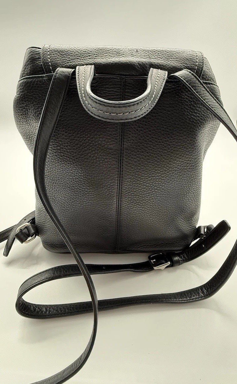 COACH Black PebbledLeather Drawstring ParkTurnloc… - image 3