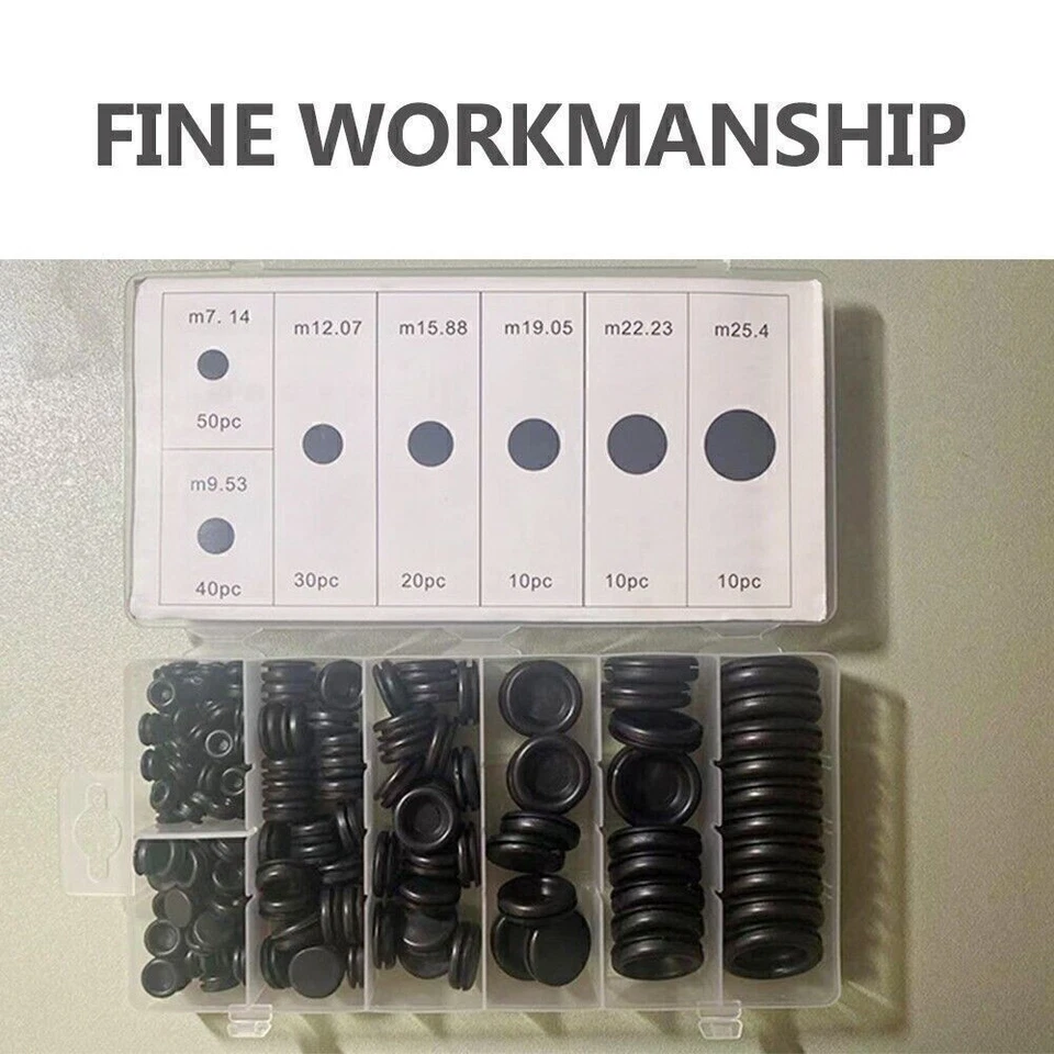 170Pcs Rubber Grommet Firewall Hole Plug Electrical Wire Gasket Accessory Black - Imagem 3 de 4