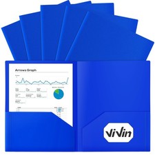 12-Pack Plastic Folders with Pockets, 8.5 x 11 Inch Letter Size Poly Folders ...