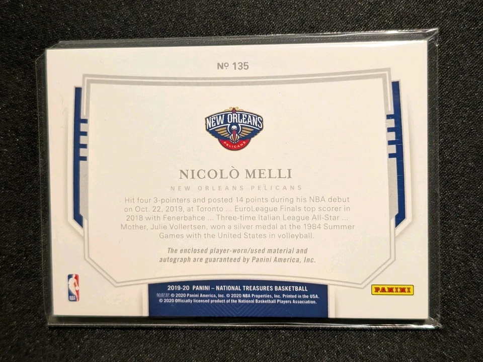 Nicolo Melli 2019-20 National Treasures Rookie Patch Auto RPA /49 - Image 2 of 2