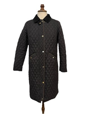 Joules Damen Mantel 42 Schwarz Steppjacke Elegant Lang Top Zustand     