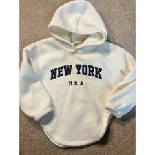 SHEIN Kids Cream New York USA Fleece Hoodie Size 5Y