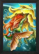 Mermaid Cetonia aurata Framed Wall Art Poster Canvas Print Picture