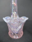 Vintage Fenton Pink Opalescent Diamond Lace Miniature Basket 4"