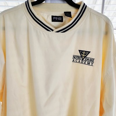 Ping/Notre Dame Wind/Rain Men's Large Yellow Golf Pullover W/Pockets L