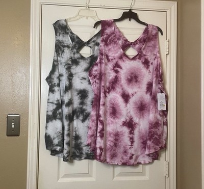 Bundle of Terra & Sky Twist Tie-Dye Tank Tops Size: 3X (24-W-26W)