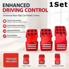 Universal Red Anti-slip Car Pedal Covers Set - Clutch Brake Accelerator Pads