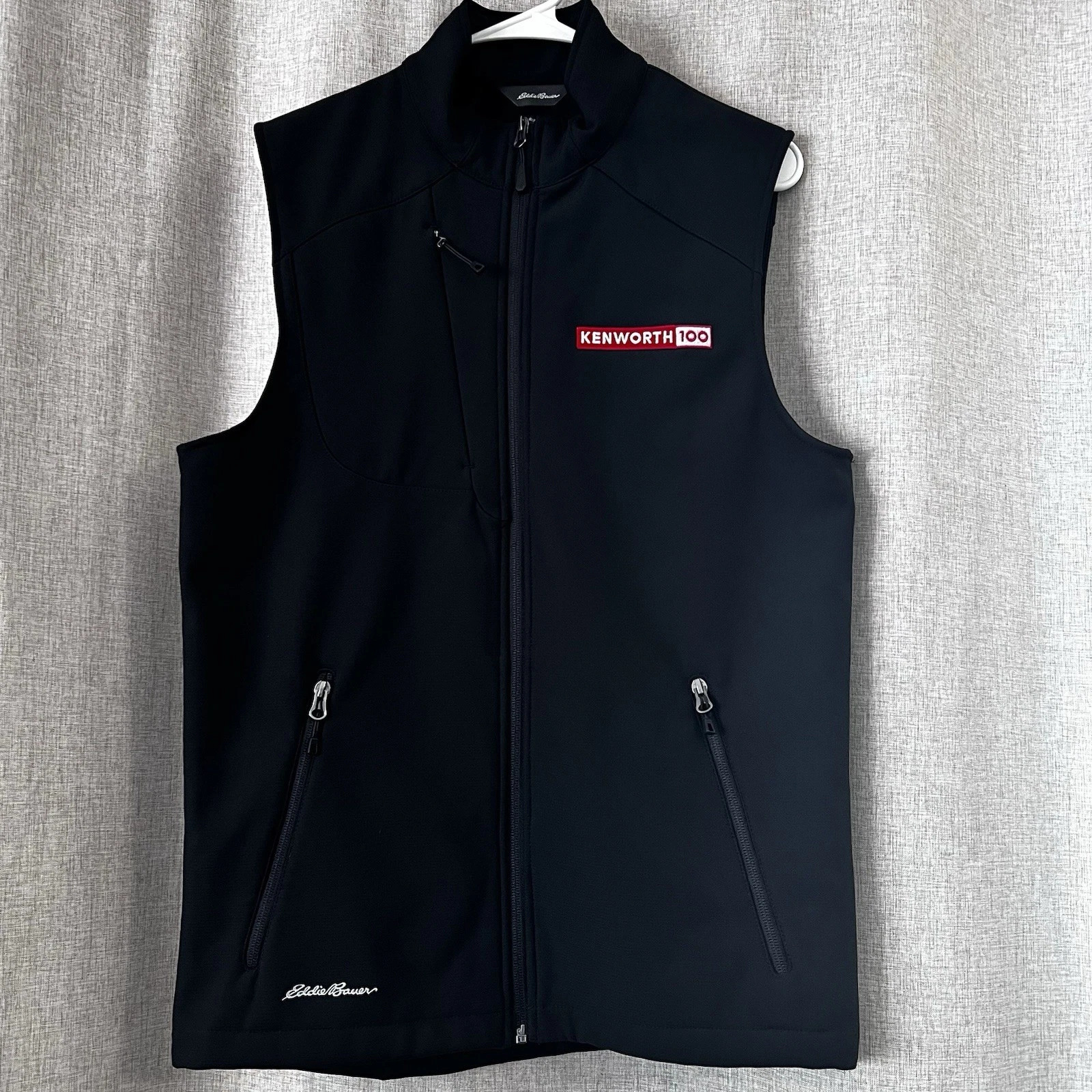 Eddie Bauer Full Zip Black Soft Shell Stretch Vest - Adult Small - Kenworth 100