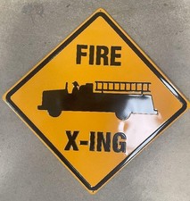FIRE TRUCK XING CROSSING ANDE ROONEY Metal Sign Man Cave Bar Decor