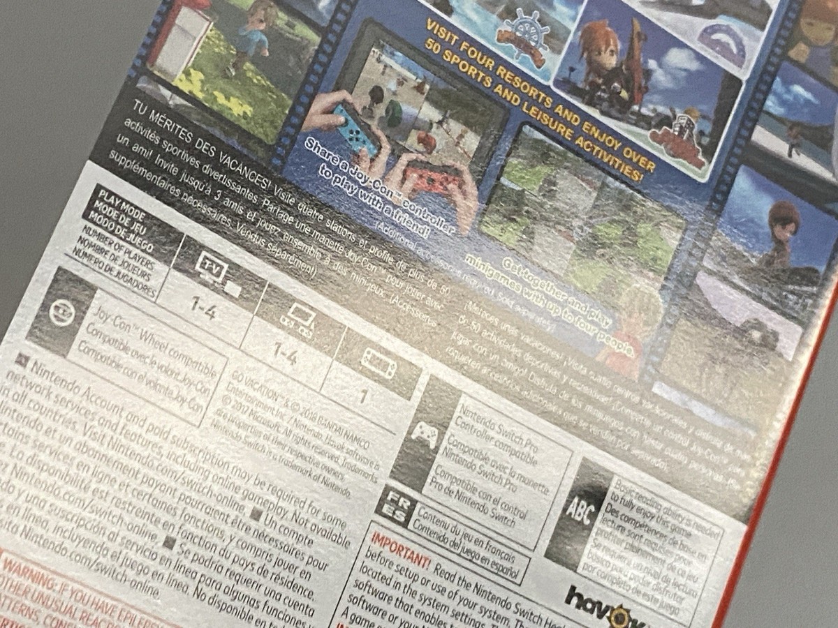 Go Vacation (Nintendo Switch) Game Case Sports Kids Family