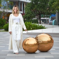 AplusChoice Big Shiny Inflatable Mirror Ball Set 20" 32" Giant Hanging Gold 2PCS