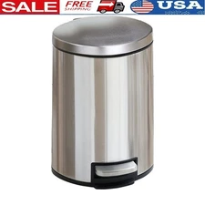 3 Gallon Stainless Steel Step Trash Can Soft Close Indoor Waste Bin Round Design