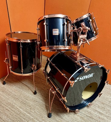 Vintage Sonor Hilite Exclusive Shellset 22,12,13,16 in Black!! Coppered Hardware