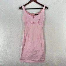 Vintage B Darlin Dress Womens 2 Light Pink Bow Bodycon Mini Y2K Club Sexy