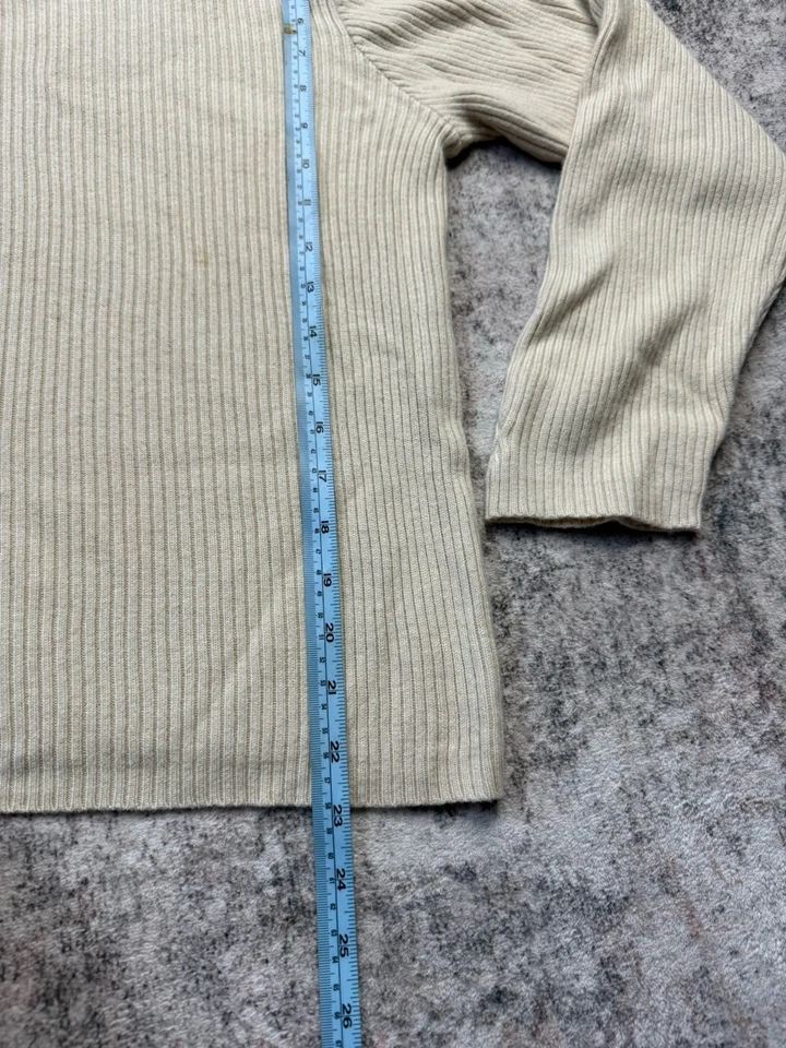 Polo Ralph Lauren XL 100 % Lana Cuello Alto Suéter Camel Acanalado Tejido Pullover Cuadrado Foto 3 de 4