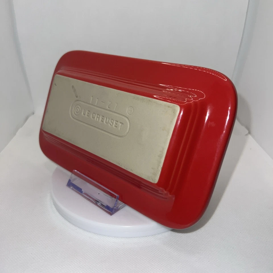 Le Creuset Heritage Stoneware Butter Dish Cerise Or Cherry Red - Bottom Only - Image 2 of 4