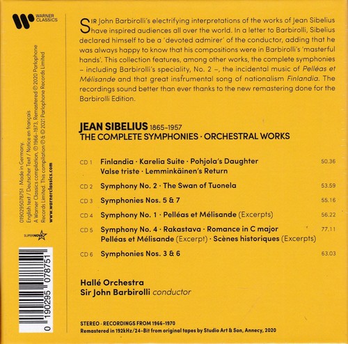 Sir John Barbiroli, Hallé Orchestra - Sibelius Symphonies (6-CD) SEALED - Bild 2 von 2