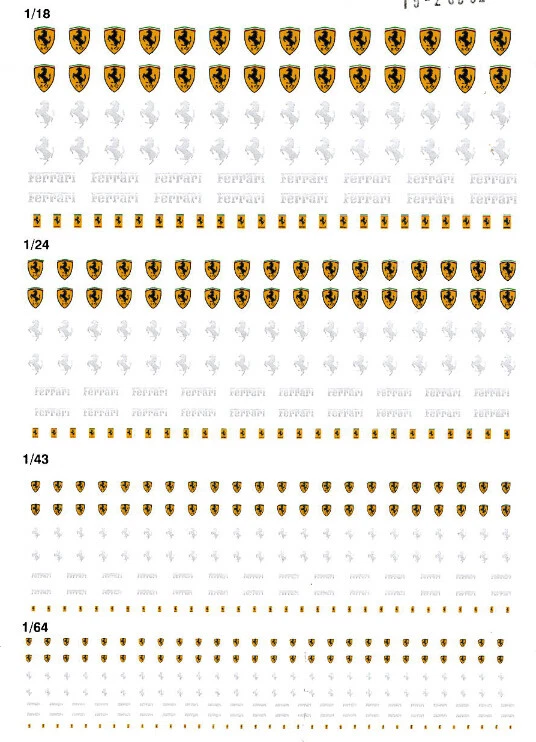 Triple9 T9-20002 Decal water slide "Ferrari Logo" für 1:64, 1:43, 1:24 und 1:18 