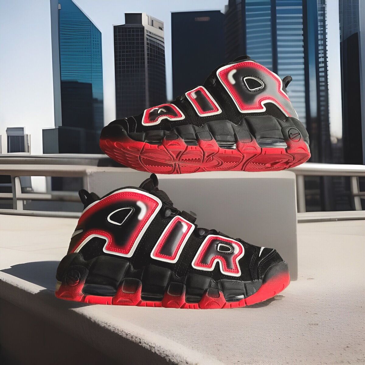 NIKE AIR MORE UPTEMPO '96 BLACK/WHITE-LASER CRIMSON MENS NIKE AIR MORE UPTEMPO '96 BLACK/WHITE-LASER CRIMSON MENS