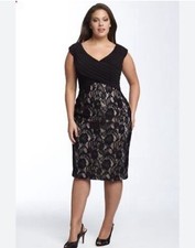 Adrianna Papell Women Black Lace Sheath Dress Size 10 Empire Waist Sleeveless