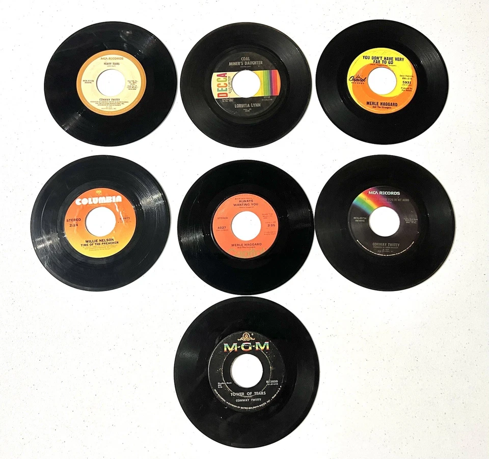 Country Vinyl 45 Lot of 19 7" singles Conway Twitty Cash Haggard Nelsen Milsap Foto 3 de 4