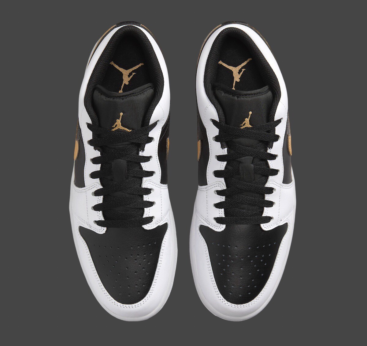 Nike Air Jordan 1 Low White Black Metallic Gold Swoosh 553558-172