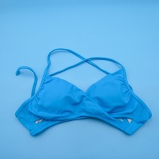Victorias Secret Medium Blue Wrap Style Cutout Padded Bikini Top Swimwear Beach