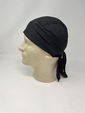 Moisture Wicking Black Vented Headwrap Biker Durag Chemo Hair Loss Cap Doo Rag