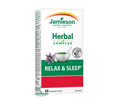 JAMIESON Relax and Sleep Valerian Hop Passionflower Natural Herbal Complex 60cps