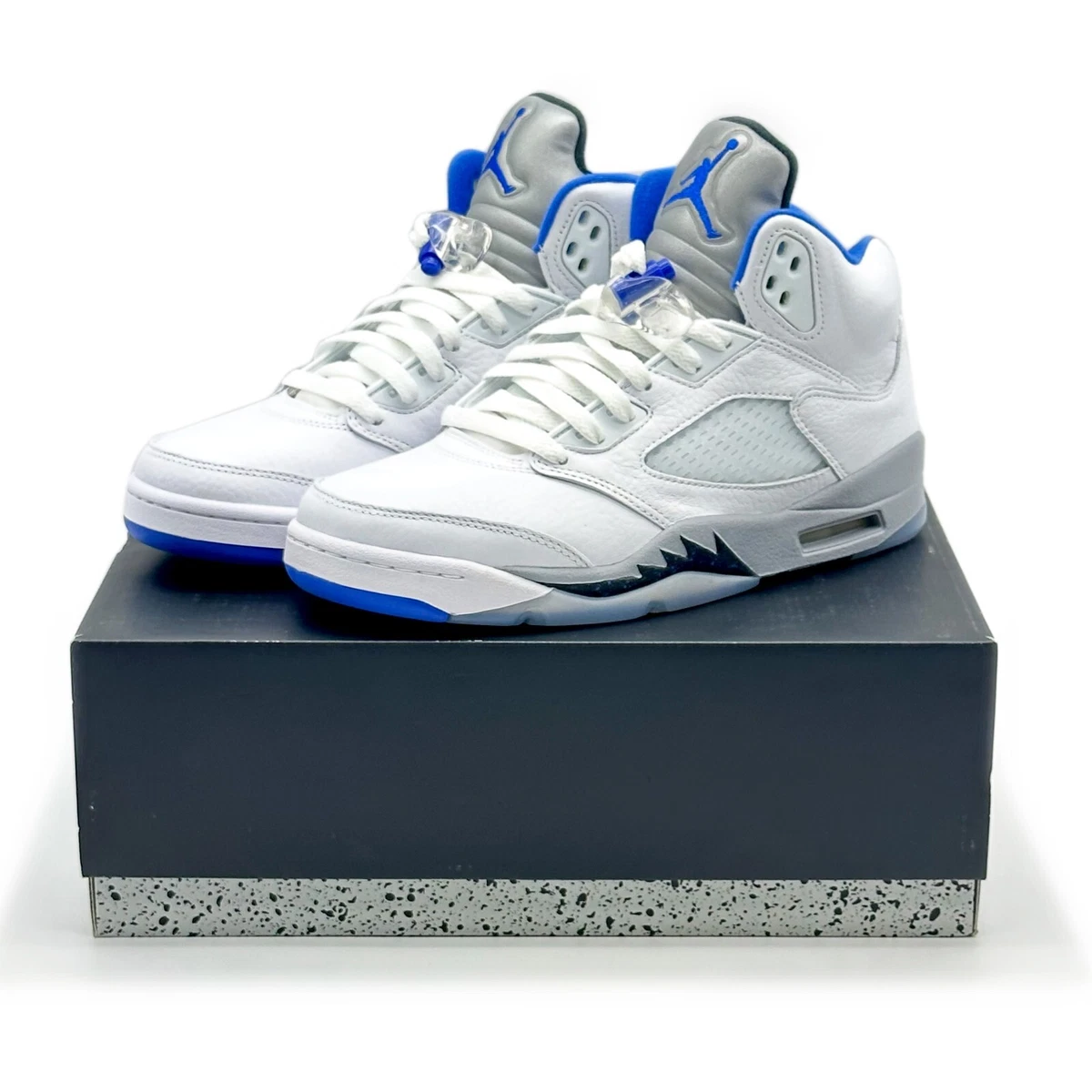 DD0587-140 Nike Air Jordan 5 White Stealth 2.0 Black Hyper Royal Blue | eBay