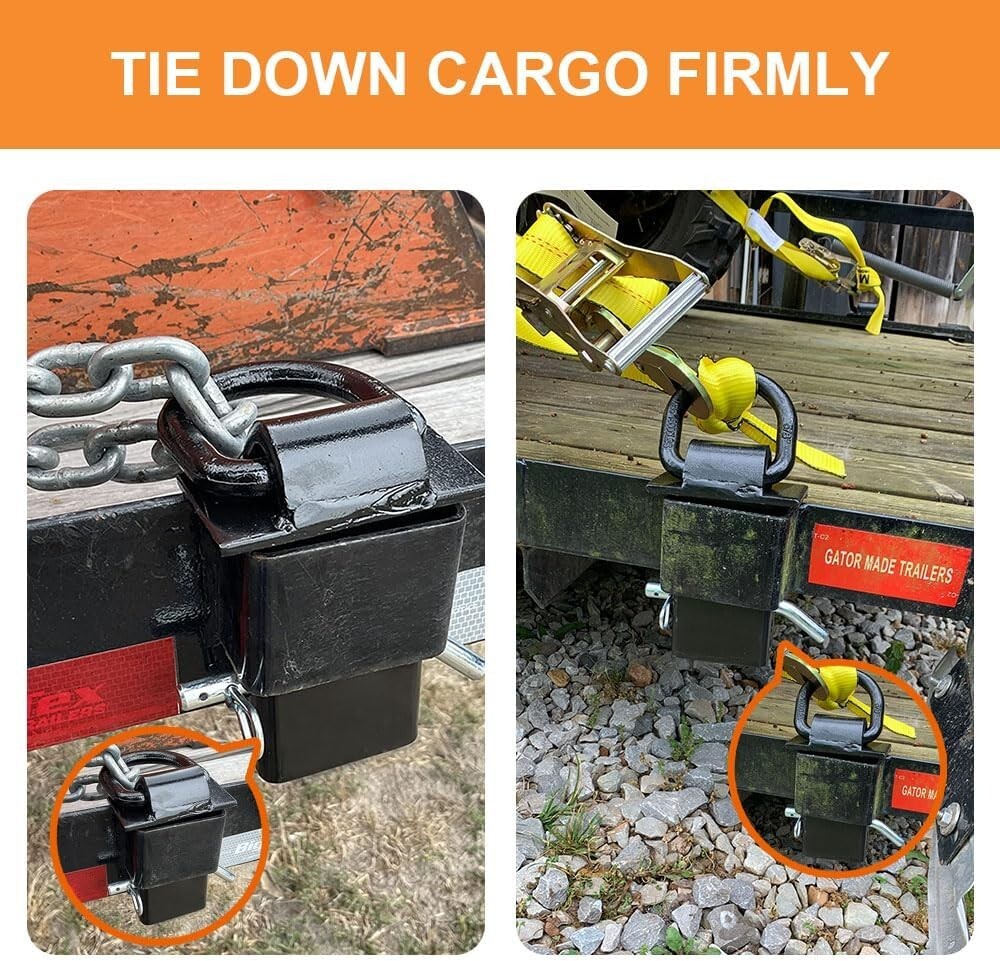 4PCS 16200lbs Trailer Stake Pocket D Ring Tie Downs Fit for Flated Trucks and...