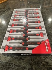 Snap On Ppcsgl714r 14 Pc Soft Grip Long Punch And Chisel Set Red Sealed