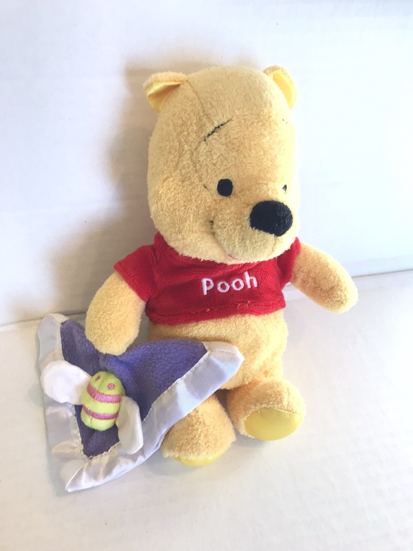 Disney Winnie the Pooh Lovey Blanket Rattle Plush Stuffed Animal My First