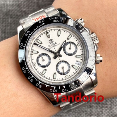 40mm Bliger VK63 Quartz Full Functional Chronograph Mens Watch Folding Clasp