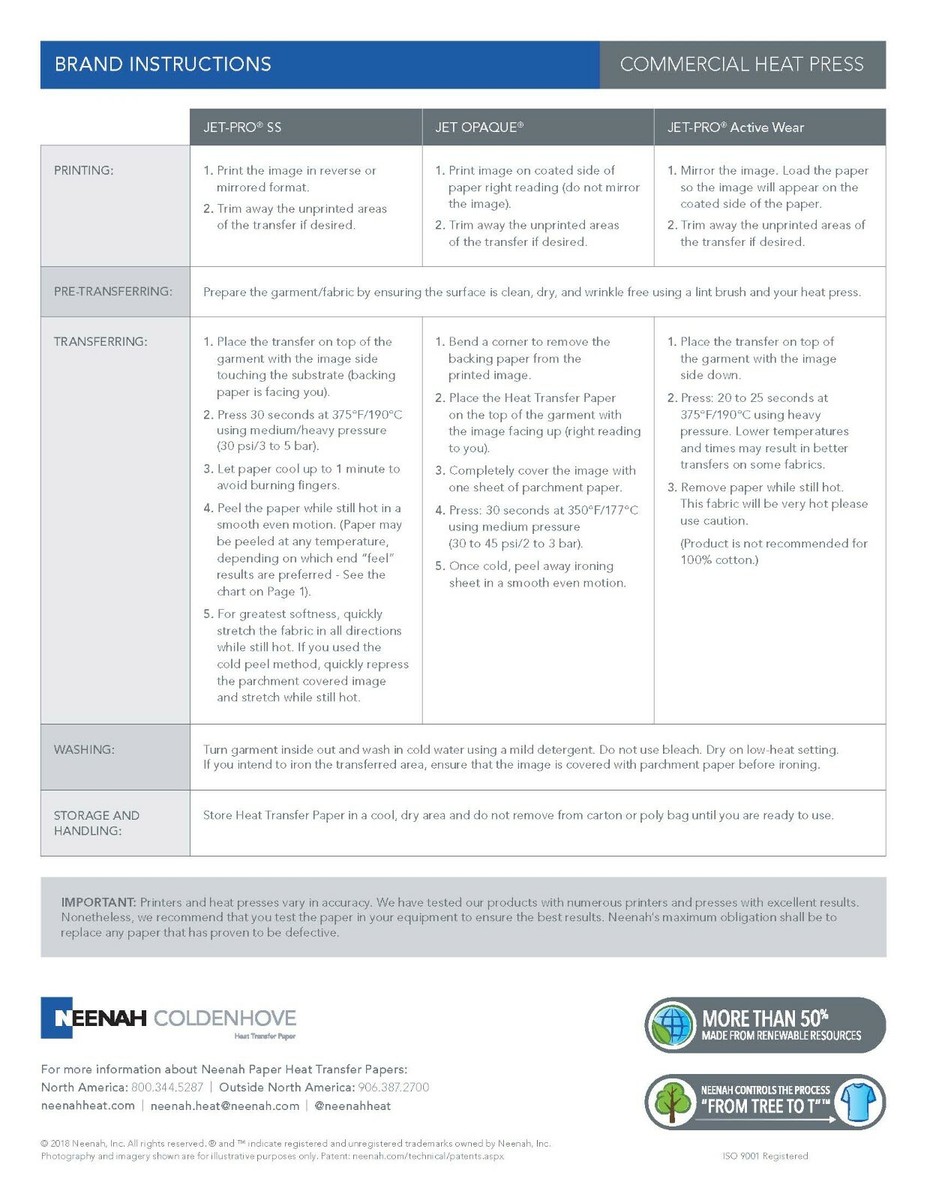 Neenah Coldenhove 3G Jet-Opaque Carta Termoadesiva Per Tessuti Scuri 50 Fogli 85 X 11~p127642924