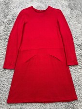 Talbots Sweater Dress Women Petite Red Long Sleeve Sheath Lagenlook Vtg Made USA