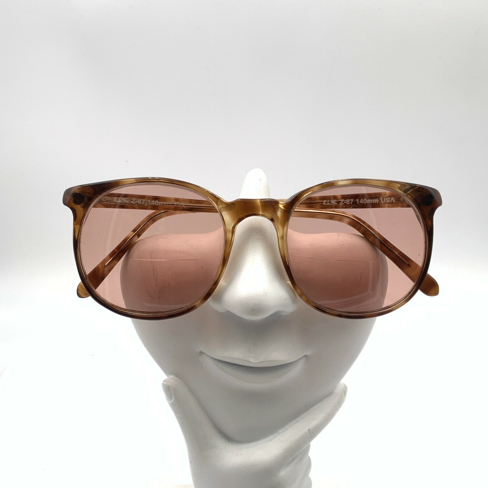 Vintage Brown Oval Horn-Rimmed Sunglass Frames Only Made in USA