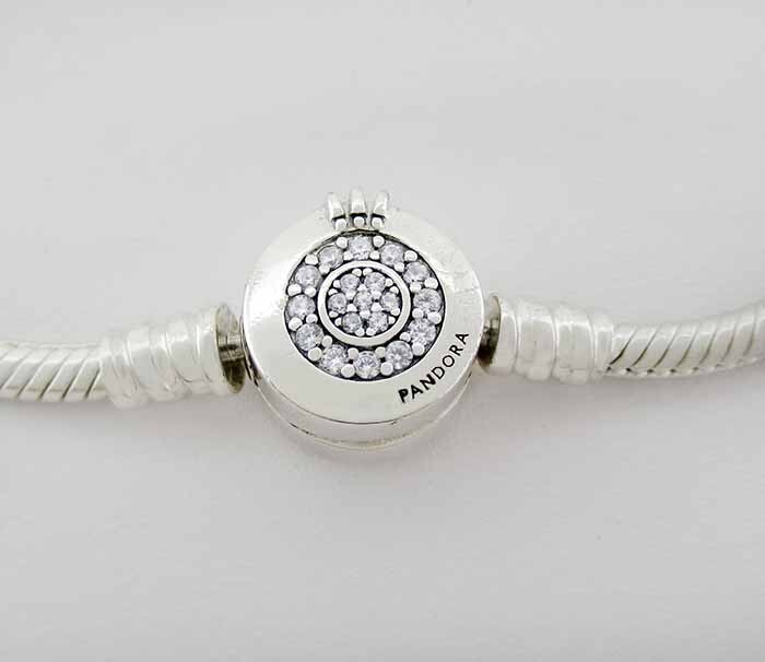 PANDORA WHITE SAPPHIRES SKATE BRACELET .925 STERLING SILVER  display picture 1