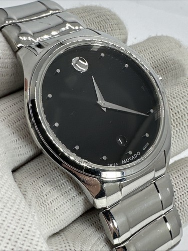 Rare Movado Celo 0606839 Stainless Steel Men’s Wrist Watch 40MM Date Quartz - Picture 5 of 23