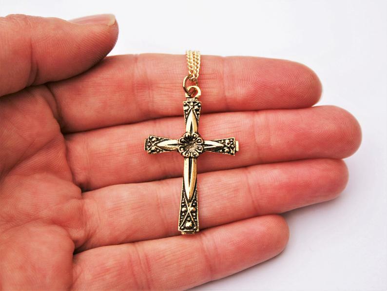 アクセサリー vintage 40s Indian jewelry cross pendant Vintage antique cross pendant for men & women 14k yellow