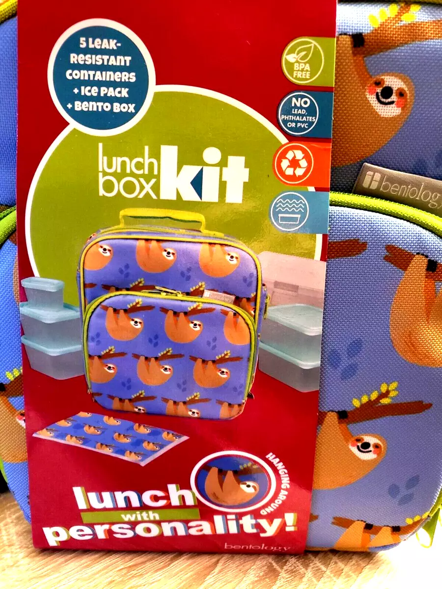 Bentology Lunch Bag & Box Set Girls, Insulated Bag, Sloth Design