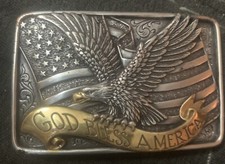 Nocona God Bless America Buckle American Flag Belt Buckle . Eagle