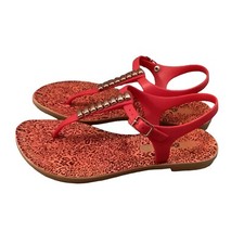 Sandalias de Tanga Grendha Acai Estampado Talla 7.5 Eur 38 Rojo