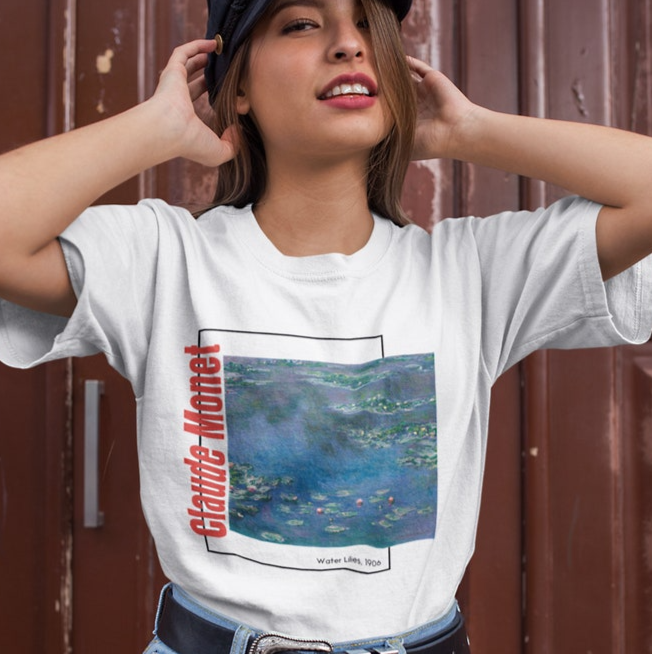 Claude Monet Water Lilies Art T-Shirt - Aesthetic  Impressionist Unisex Tee