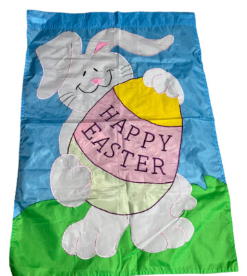 Happy Easter Flag house banner Egg Bunny Colorful 39 x27 